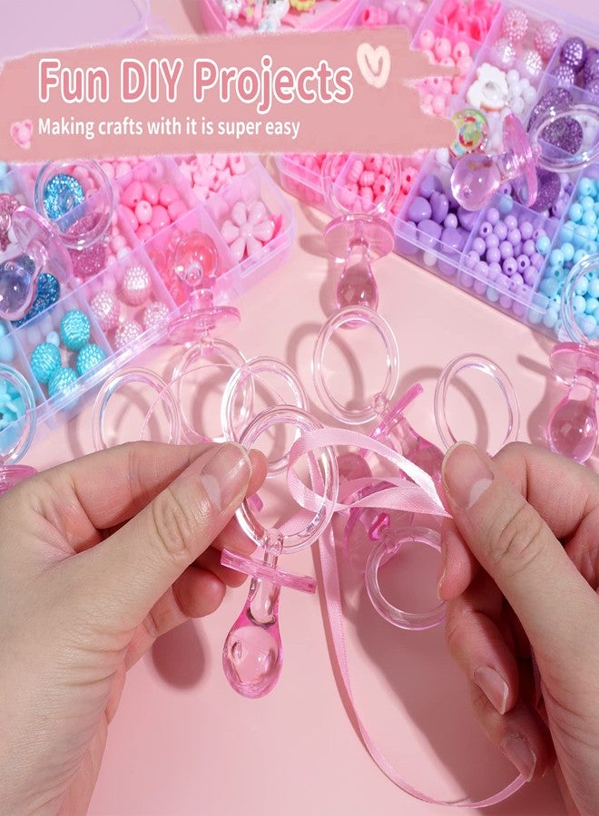 ZYFLSQ 36 Pieces Acrylic Pacifiers for Baby Shower Games Girl, 2.5'' Baby Shower Pacifiers, Bulk Pacifier for Hunt Games, Gender Reveal Table Scatter, Party Favors Decoration(Pink) - Image 3